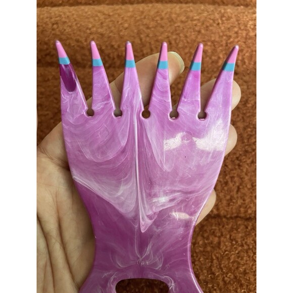 USA Mebco 90s Hair Feather Bear Claw Double Dipped Combs Teal Pink Swirl Purple - Picture 16 of 16
